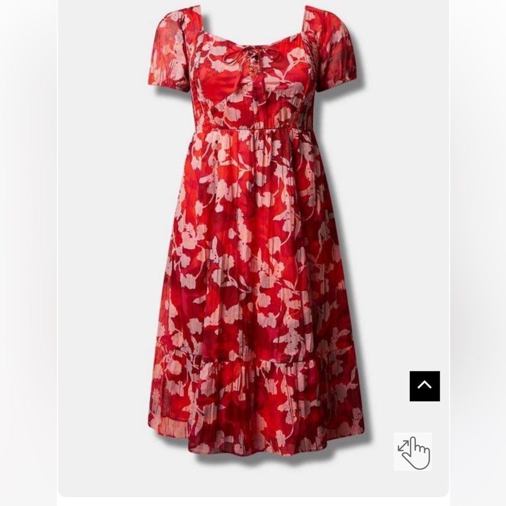 Torrid Red and Pink Floral Dress - Picture 4 of 10